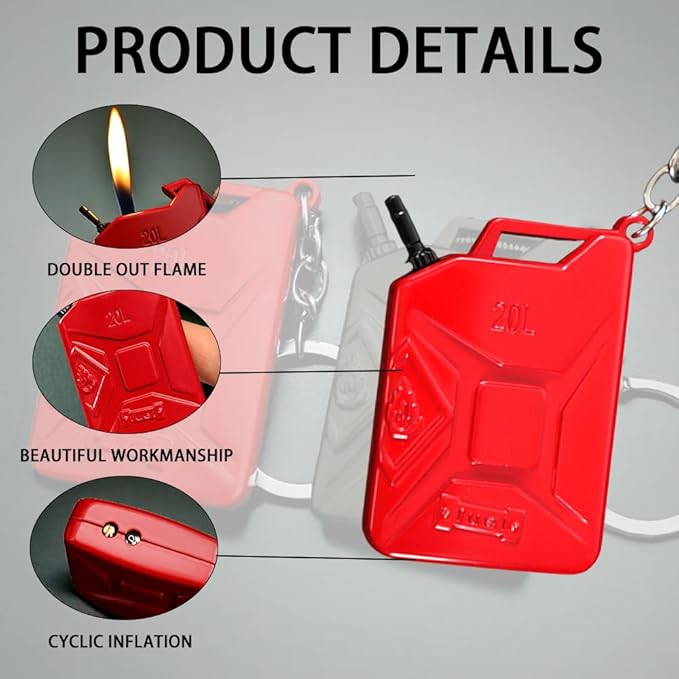 Cool Keychain Lighter, Butane Torch Refillable Lighter, Creative Novelty Lighter, Soft Flame Lighter, Unique Men's Gift Lighter, Birthday Candle Camping Accessory Lighter (No Butane Fuel) Red