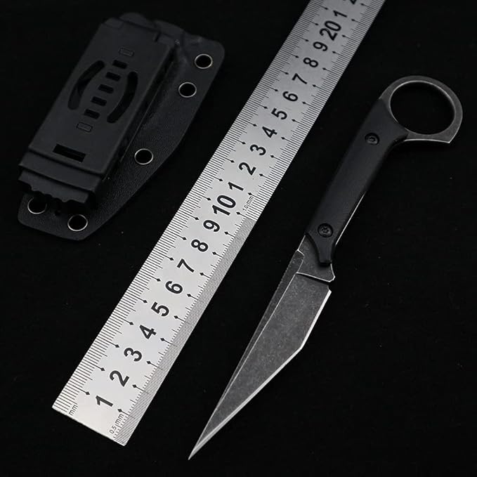 GTK140 Fixed Blade Knife, D2 Steel Blade G10 Handle EDC Tool Knife for Outdoor Camping Hiking Hunting(Black)