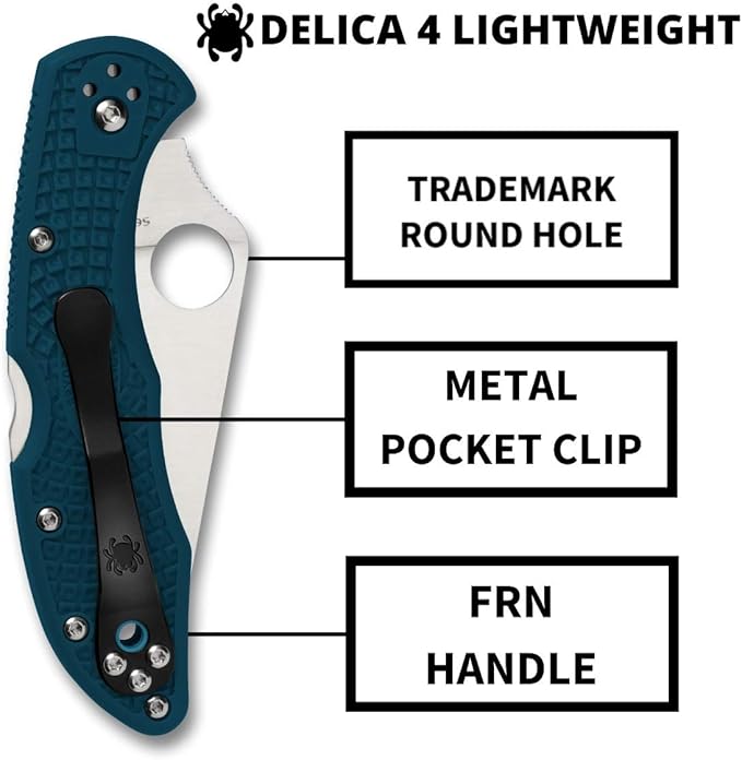 Spyderco Delica 4 Lightweight Knife with K390 Premium Steel Blade and Durable Blue FRN Handle - PlainEdge - C11FPK390