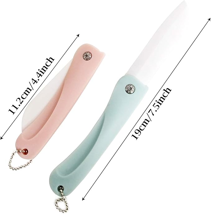 Honbay 3PCS Ceramic Folding Knife Handy Fruit Knife for Travel, Picnic, Camping, etc
