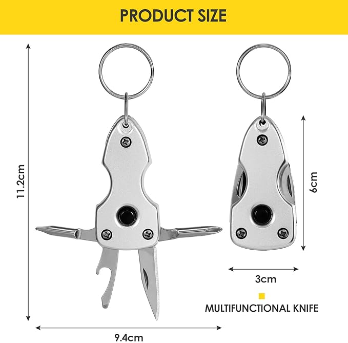 EDC Gear Outdoor Tools LED Keychain Key Ring Clip, Multi-function Tools with Screwdriver, practical gift for Fathers, Men