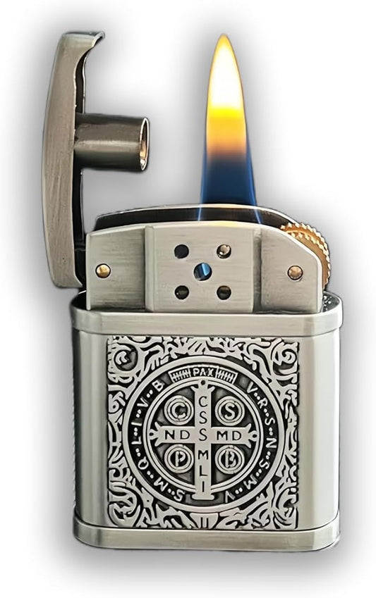 Cool Embossed Design Kerosene Wheel Lighter Refillable Eco-Friendly, Vintage Dazzling & Ultra-Cool, Unique for Men Candles Gift Camping BBQ (No Kerosene) (6#)