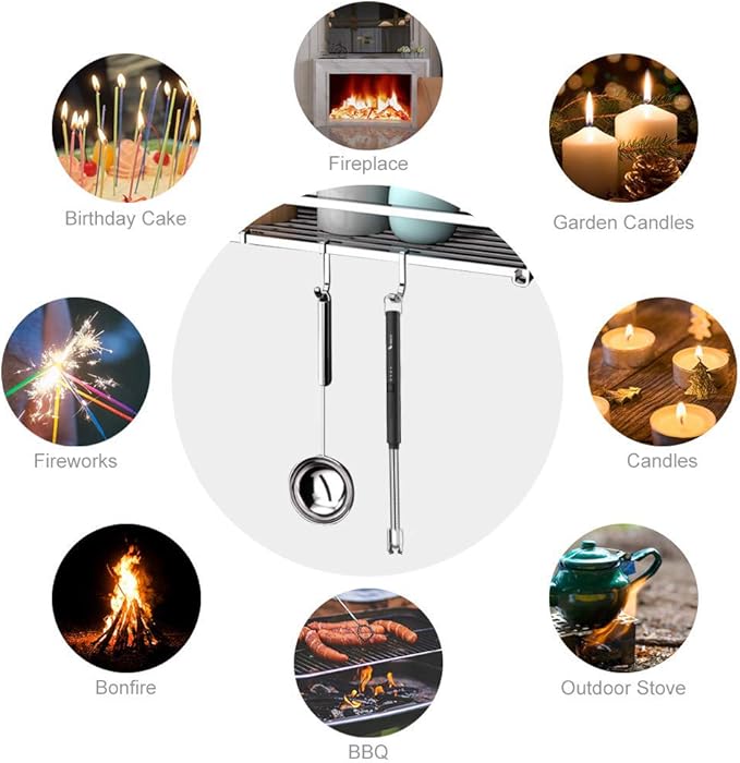SUPRUS Electric Lighter Candle Lighter USB Type C Rechargeable Lighter Steel Shell & Hanging Hook with 360° Flexible Neck(Black)