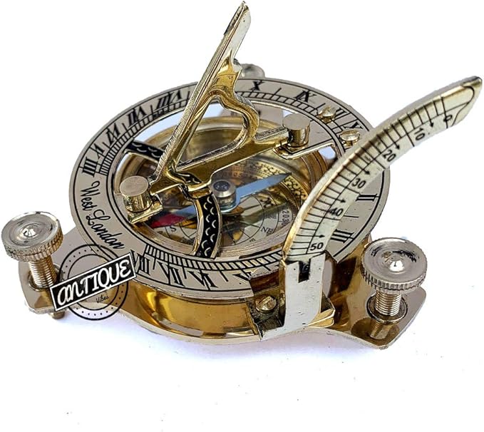Brass Sundial Compass Maritime Pocket Sun Watch Compass Hiking/Travel/Camping Gifts