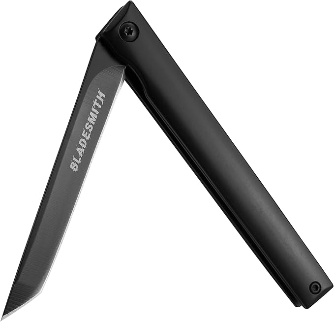 BLADESMITH Premium Pocket Knife with Quick Flipper Open, Durable Stainless Steel Blade, Sleek Black Handle, Easy One-Handed Operation, Portable and Compact, Ideal for Everyday Carry and Outdoor Use