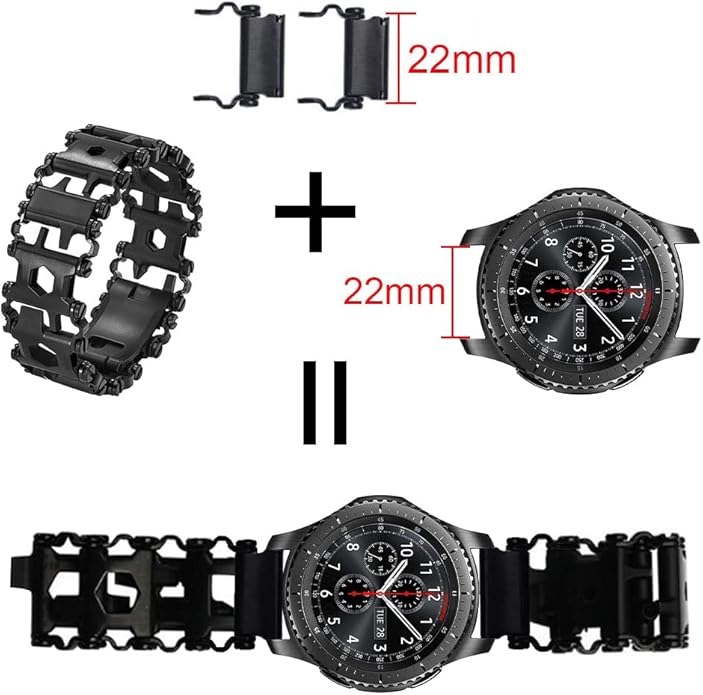 Stainless Tool Bracelet for Men Compatible for LEATHERMAN TREAD and Watch Band 29 in 1 Survival Hiking Camping Travel Friendly Multitools Wearable Bracelet