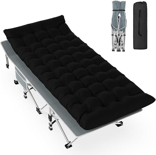 Slendor Camping Cot for Adults, 1200D Oxford Camping Bed with 3.5in Thick Mattress, 500lbs Max Load, Folding Cot for Camping, Travel, Outdoor, Home Guest, Office Nap
