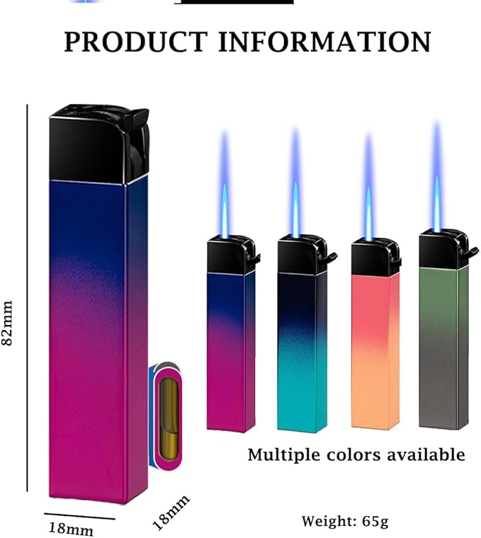 Torch Lighters, Jet Butane Lighters, Adjustable Flame Windproof Butane Refillable Gas with Visible Gas Tank for Candle, Grill, BBQ, Fireworks, Camping (Butane Not Included) (Purple Gradient)
