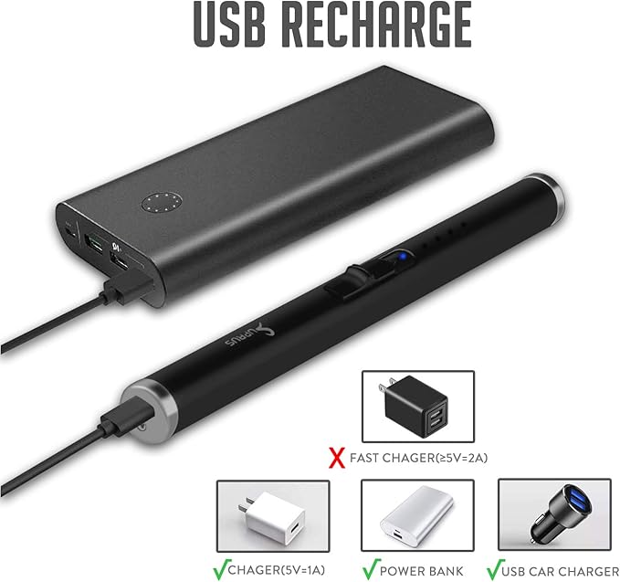 SUPRUS Lighter - Electric Candle USB Type C Rechargeable Lighter with Upgraded LED Battery Display Safety Switch Flameless Plasma Windproof for Cooking BBQs Fireworks