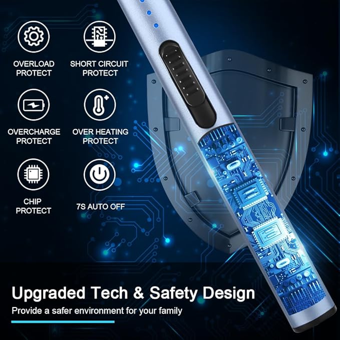 ARECTECH Electric Candle Lighter Rechargeable Lighter Arc Plasma Lighters for Candle Kitchen Camping Christmas Type-C Blue