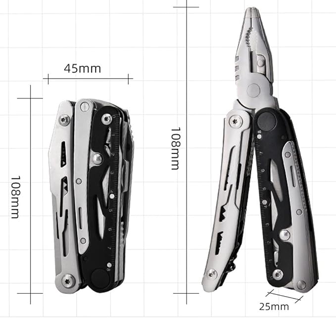Pocket Knife Multitool, Tactical Utility Multi Tool Knife Set, Camping Survival Gear, Folding Knives with Blade, Plier, Screwdriver Bottle & Can Opener, Detachable Large Scissors Plier
