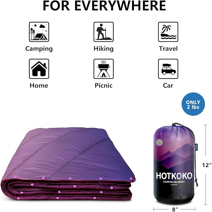Camping Blanket,Lightweight Down Alternative Puffy Printed Camping Blanket Packable Outdoor Blanket for Camping,Traveling, Stadium, Hiking, Picnics