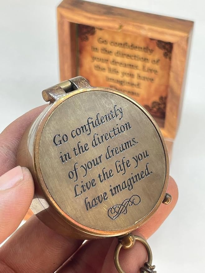 Nauticle Compass, Elegant Brass Compass with Engraved Pocket Sundial, Perfect Brass Decorative Objects, Timeless Navigation Perfect Brass Gifts for him.
