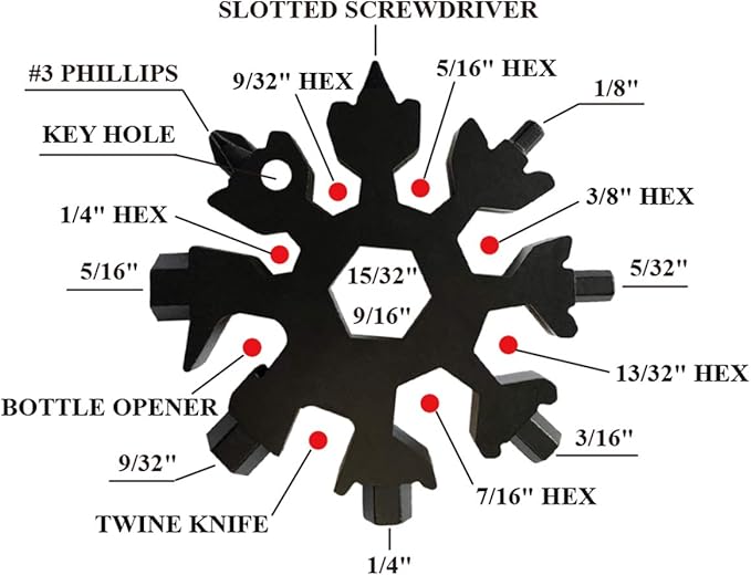 Stocking Stuffers Gifts for Men, 2-Pack Snowflake Multi-Tool 18-in-1, Screwdriver, Bottle opener, Outdoor Wrench Multi-tool, Best Gifts for Husband Men Boyfriend Boys