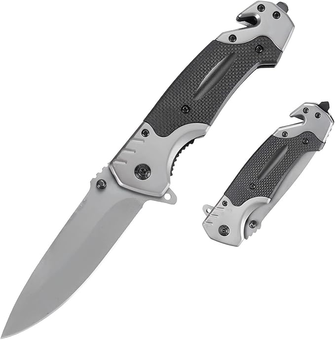 Pocket Knife For Men, 4-In-1 Small EDC Multitool Folding Knife with pocket Clip, Window Breaker, Camping Knife for Outdoor Survival Hiking Fishing Gifts for Men, Father, Grandpa.