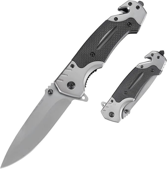 Pocket Knife For Men, 4-In-1 Small EDC Multitool Folding Knife with pocket Clip, Window Breaker, Camping Knife for Outdoor Survival Hiking Fishing Gifts for Men, Father, Grandpa.