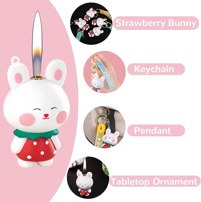 Cute Cartoon Animal Lighter Butane Refill, Pretty Aesthetic, Unique for Women Candles Gifts Camping BBQ (No Butane Fule) (23#)