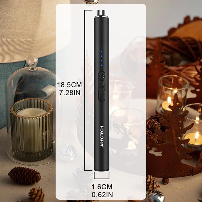 ARECTECH Electric Candle Lighter Rechargeable Lighter Arc Plasma Lighters for Candle Kitchen Camping Christmas Type-C Black