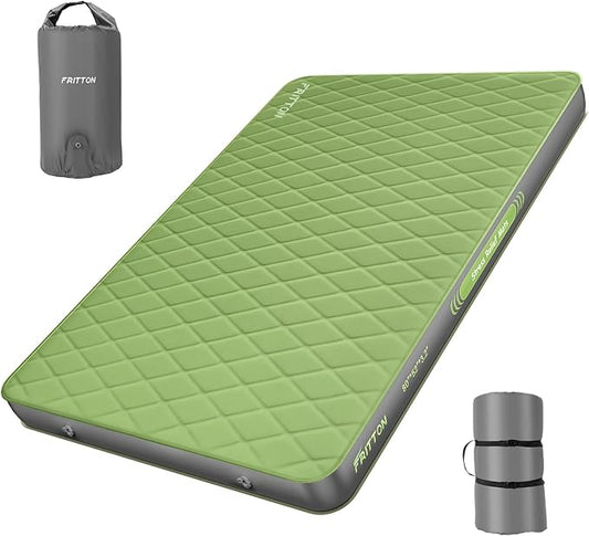 3.2" Ultra Thick Self Inflating Sleeping Pad, Fast Inflating Camping Mattress with Memory Foam, Camping Mat with Pillow & Pump Sack, 4 Season Insulated Sleeping Pad for Camping, Tent