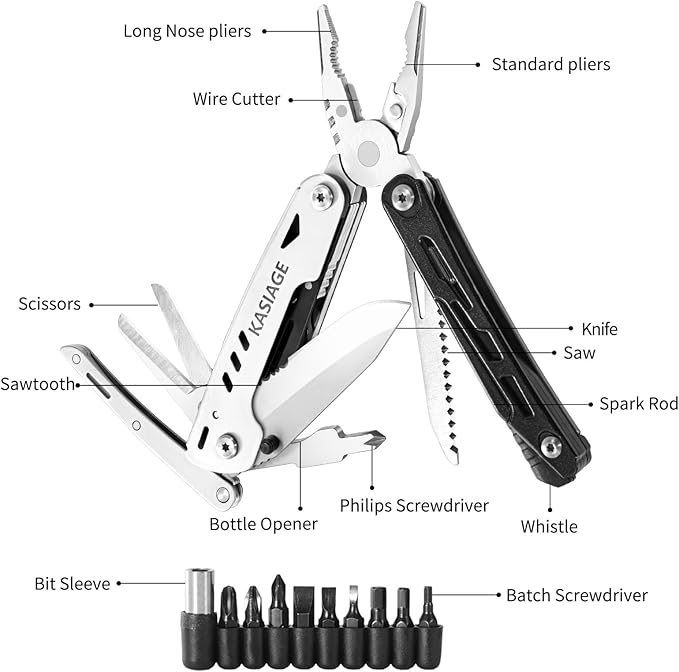 Multitool Pliers 19-in-1 Stainless Steel Multi Tool Pocket Knife with Detachable Scissors Foldable Multitools with Saw Bottle Opener Screwdrivers for Outdoor Survival Camping Hiking Gift for man Dad