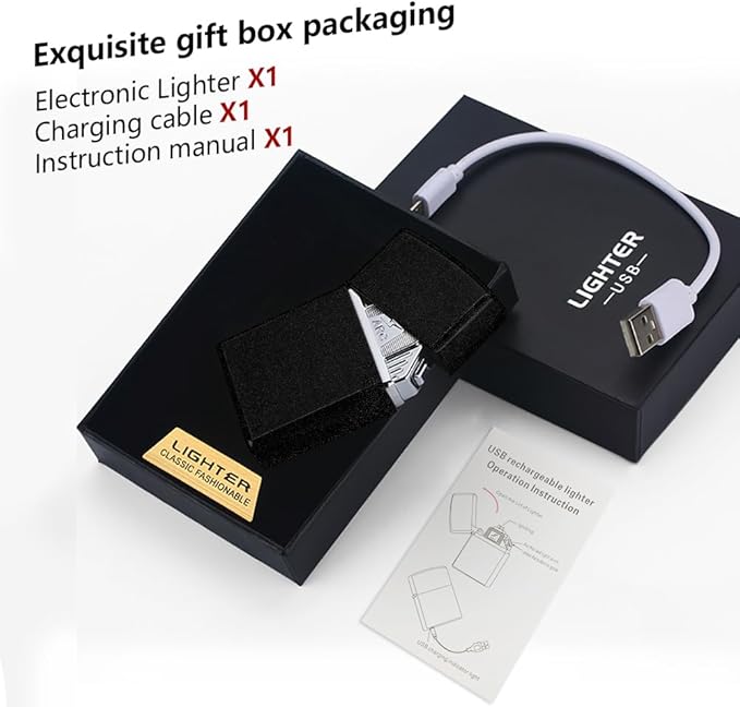 Electric Lighter Plasma Lighter Rechargeable USB Lighter Six Arc Lighter Cool Lighter Candle Lighter Windproof Flameless Lighter with Upgraded Smart Chip for Camping, Hiking(Frosted Black)