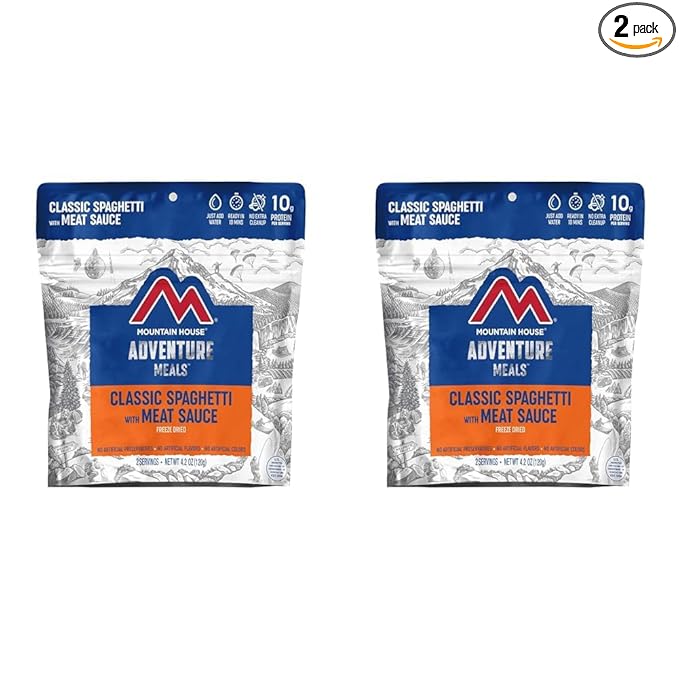 Mountain House Classic Spaghetti with Meat Sauce | Freeze Dried Backpacking & Camping Food |2 Servings (Pack of 2)