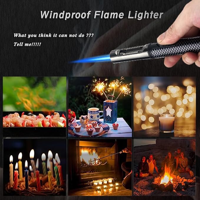 HONEST Torch Lighters Butane Lighters Refillable Single Jet Flame for Candle Grill BBQ Camping (Black)