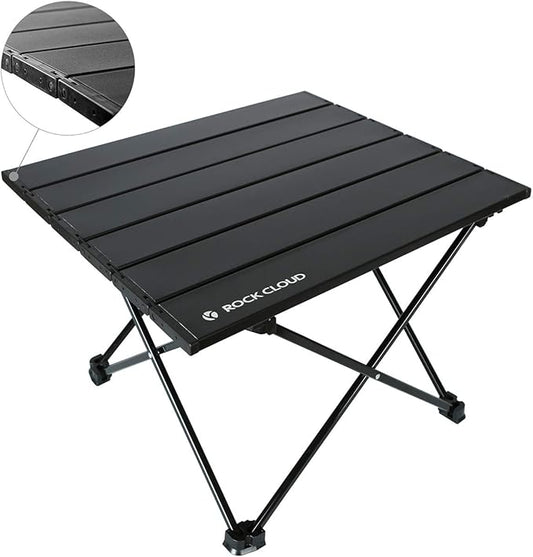 ROCK CLOUD Portable Camping Table Ultralight Aluminum Folding Beach Table Camp for Camping Hiking Backpacking Outdoor Picnic, Black