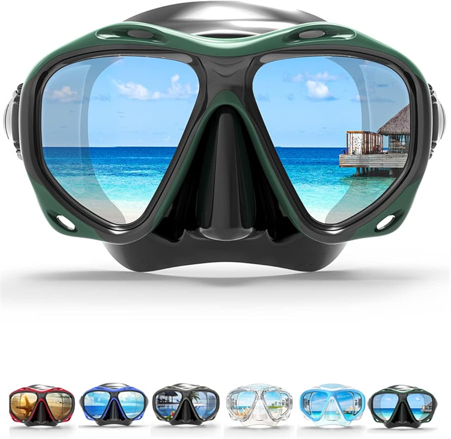 COPOZZ Adult Scuba Mask, Dive Mask Anti Fog Snorkeling Scuba Diving Glasses, Great Seal Free Diving Tempered Glass Mask Goggles