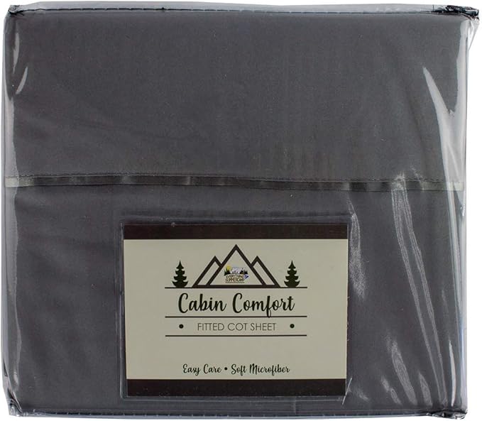 Cabin Comfort - Cot Sheet for Camping and RV Cots - Fits All Cot Size Beds Comfortably -72 x 28 Inches - Super Soft (1 Piece Cot (Fitted), Grey)