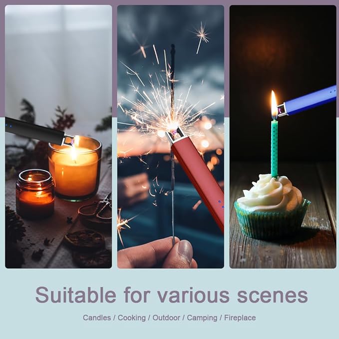 Electric Lighter Arc Windproof Flameless USB Lighter Rechargeable Lighter with Safety Lock for Candle BBQ Camping (Purple)