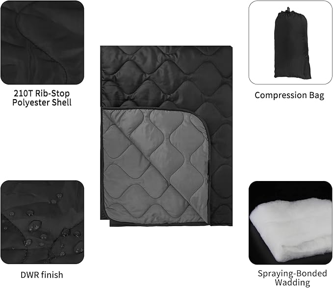 Poncho Liner Military Woobie Blanket Multicam Camo Woobie with Compression Carry Bag for Outdoors Hiking Jungle Hunting Gear