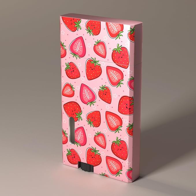 Pink Strawberry Cool,Butane Jet Torch Lighter,Refillable Windproof Flame Torch Lighters,Adjustable,Long,BBQ Candles Camping (No Gas)