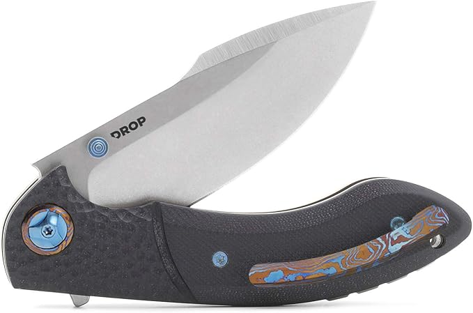 Drop + Eric Ochs Orca Titanium Liner Lock Folding Pocket Knife, EDC, Collector's Knife