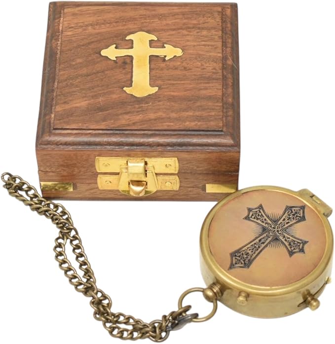 Engraved Personalized Inscription Antique Brass Compass Engraved with Leather Case Son Mom Children Gift Baptism Birthday Easter Decor