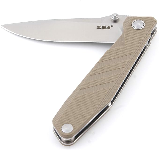 Sanrenmu 1158 Pocket Folding Blade Knife 8Cr13 Steel Blade G10 Handle