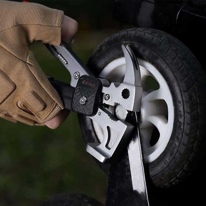 ROXON 16 in One Tools Camping Hammer Multitool with flint stone, replaceable cutter, Best Camping Accessories with plier, knife, bottle opener, saw, ruler