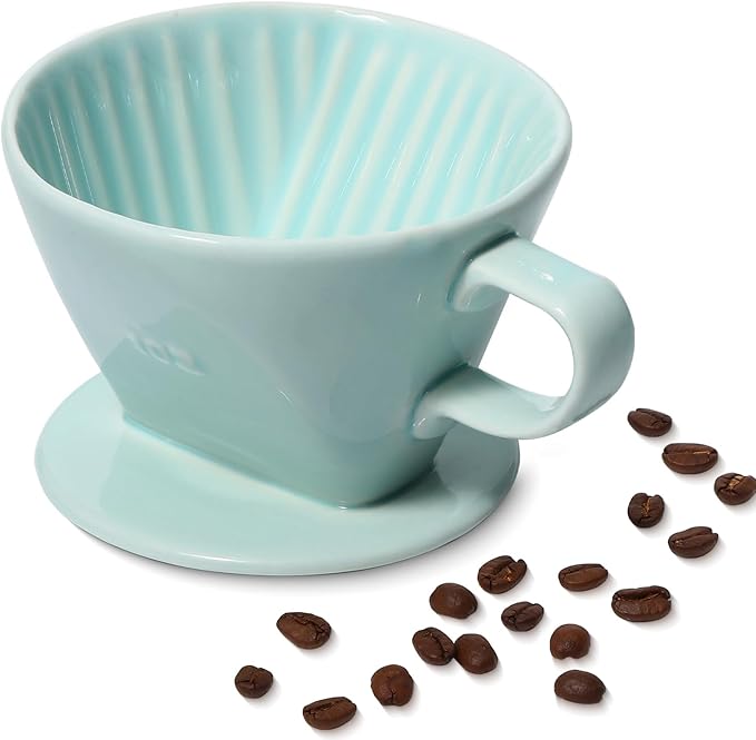Pour Over Ceramic - Coffee Dripper Ceramic Coffee Maker with 3 Holes Flat Bottom, Porcelain Slow Filter Cone for Travel, Camping, Office, Home, Coffee Maker Brewโฆ