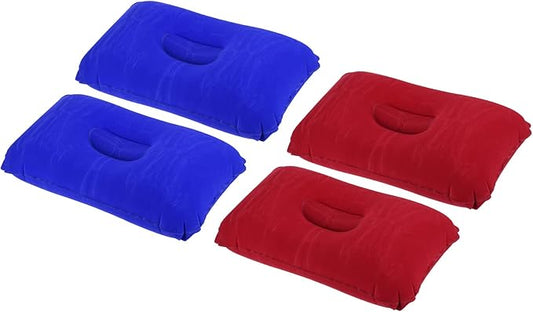 PATIKIL Inflatable Pillow, 4 Pack Squared Ultralight Camping Travel Pillow Desk Rest Neck Support for Hiking Backpacking Office, Dark Blue, Red