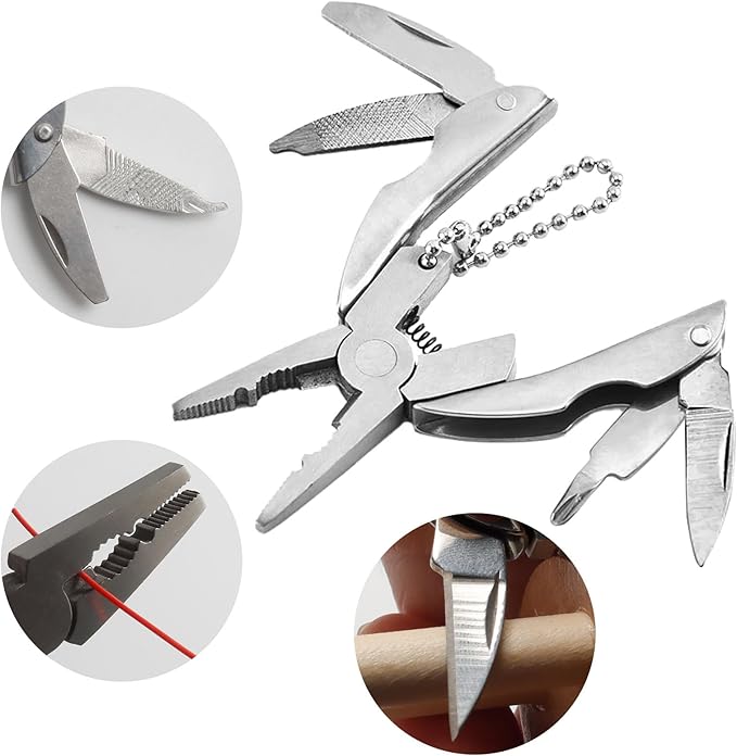 Polished 6-in-1 Mini Stainless Steel Multitool Pliers Professional Multi Tools Pocket Knife For Camping Outdoor