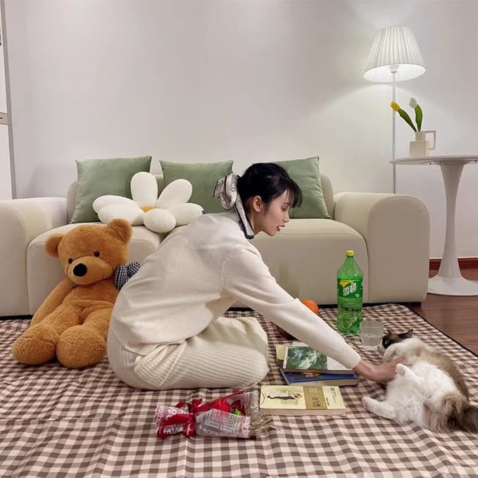 K Y KANGYUN Beach Blanket Outdoor Picnic Blanket Mat 80"x60" Extra Large Waterproof Sand Proof Camping Blanket Lightweight Folding Portable Travel Blanket for Family Park Beach Grass (Brown)