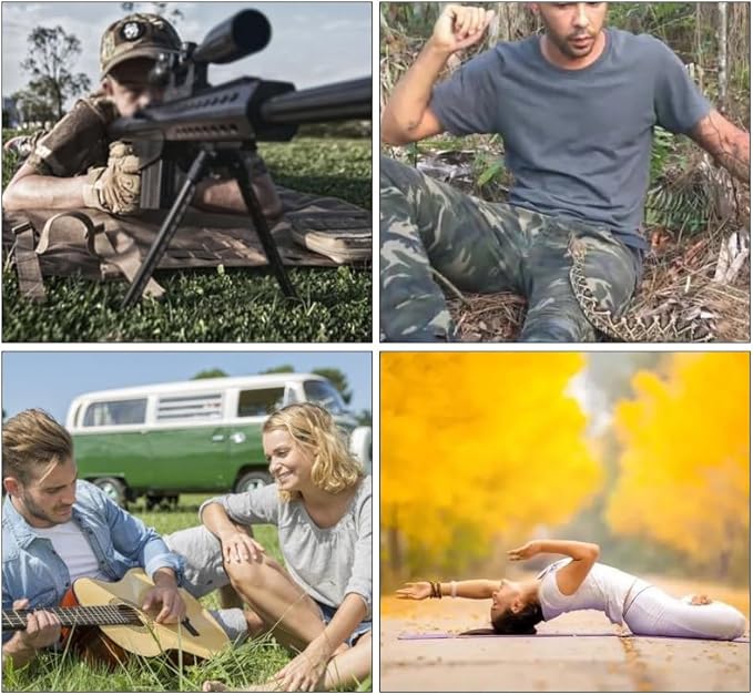 Wind Tour Outdoor Camping Tactical Training Shooting Mat Anti Slip Pad, Waterproof and Moisture-Proof Folding Mat Picnic Blanket Portable with Carry Strap (Khaki)