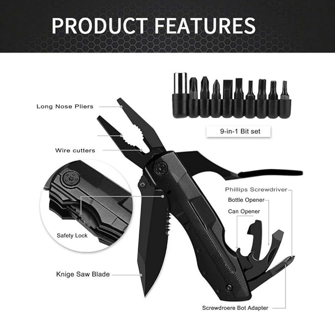 Multitool pocket Knife 16 in 1,with Saw,Blade,Plier,Screwdrivers,Bottle Opener,Folding knife,for Camping,Outdoor Survival knife,Emergency Use,Perfect Gifts for Men and Dads