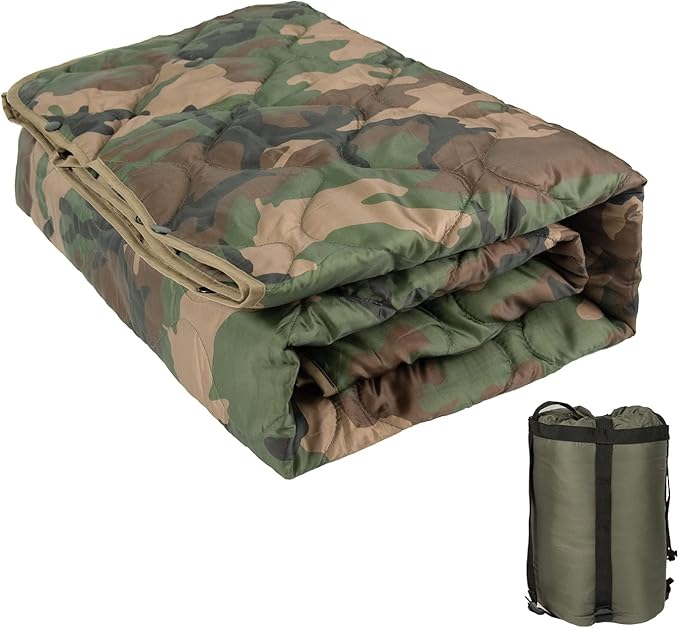 Poncho Liner Military Woobie Blanket Multicam Camo Woobie with Compression Carry Bag for Outdoors Hiking Jungle Hunting Gear