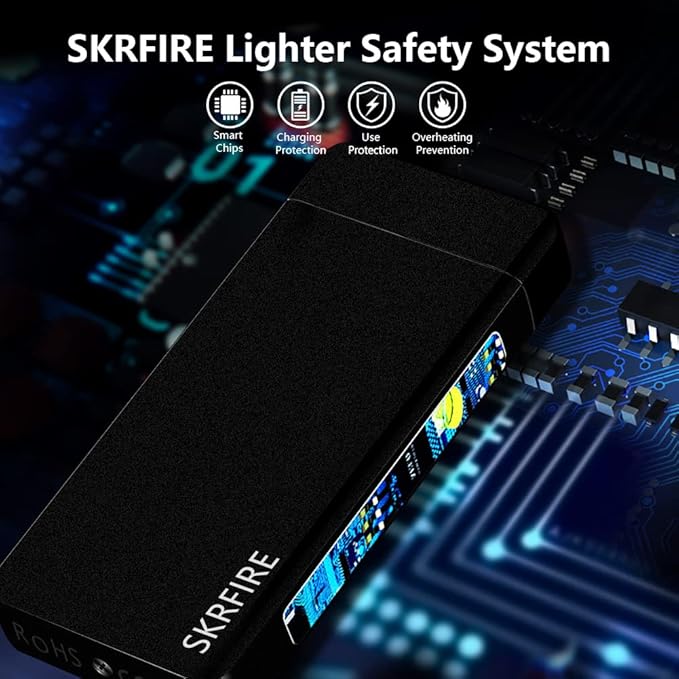 SKRFIRE Electric Lighters Rechargeable USB Lighter Plasma Arc Flame Windproof Cool Lighter with Luxury Gift Box for Fireworks, Candle, Incense (Frosted Black)