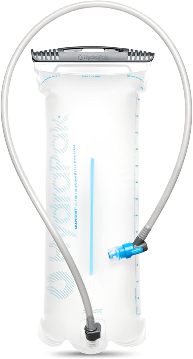HydraPak Shape-Shift (for 2L or 3L Hydration Packs) Low-Profile Water Bladder/Reservoir for Hydration Backpacks - High Flow Bite Valve, Leak Proof, Fully Reversible, and Dishwasher Safe