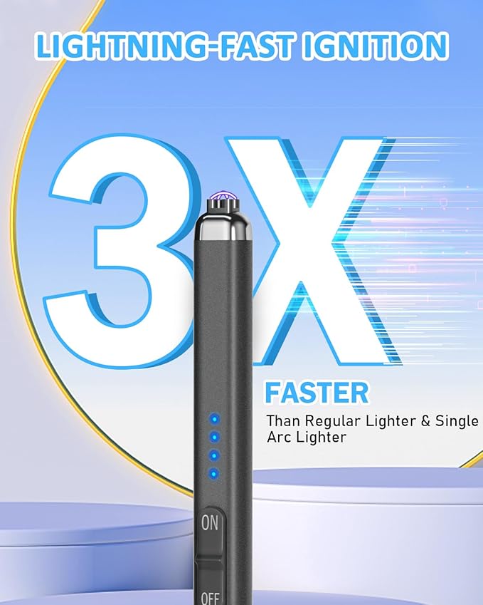 Electric Candle Lighter Rechargeable Lighters - Dual Arc Plasma Lighter Windproof & Flameless with Double Safety Switch (Space Grey)
