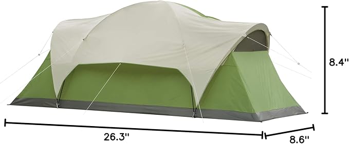 Coleman Montana Camping Tent, 6/8 Person Family Tent with Included Rainfly, Carry Bag, and Spacious Interior, Fits Multiple Queen Airbeds and Sets Up in 15 Minutes
