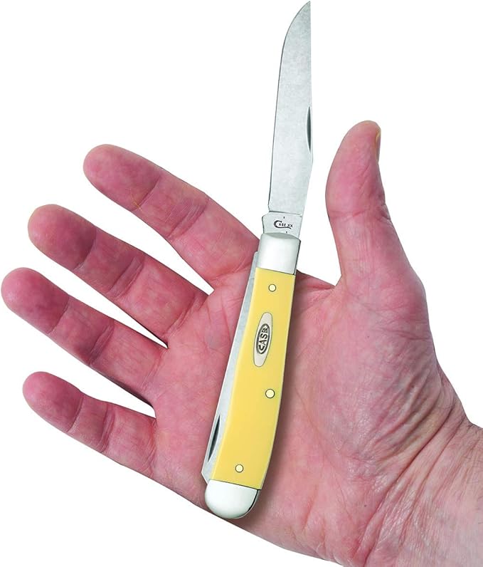 CASE XX WR Pocket Knife Yellow Synthetic Trapper W/Clip (Cv) Item #30114 - (3254C Cv) - Length Closed: 4 1/8 Inches