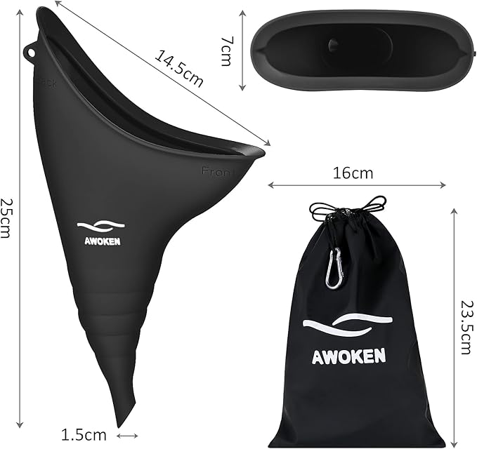 AWOKEN Female Urination Device, Reusable Silicone Female Urinal Women Pee Funnel Women to Pee Standing Up, Female Urinal with Drawstring Bags for Travel and Outdoor Camping